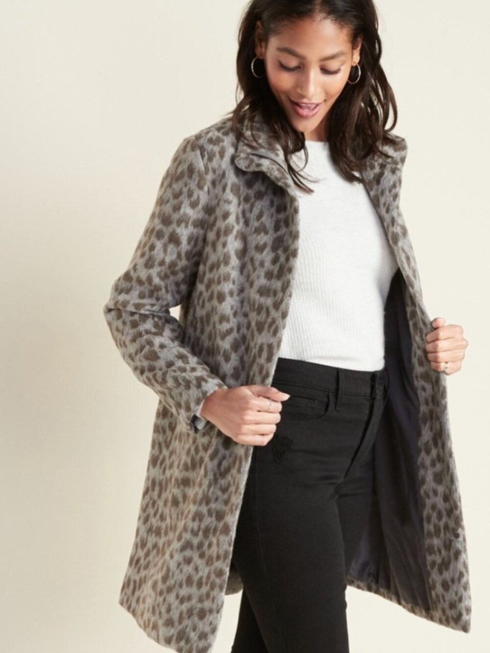 *Old Navy Relaxed Soft-Brushed Leopard-Print Coat for Women